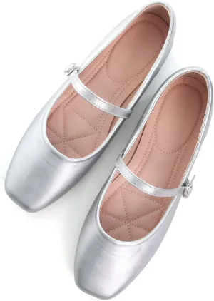 TN TANGNEST Leather Flats for Women Comfortable Square Toe Slip On Flats Soft Work Flats Retro Mary Jane Flats