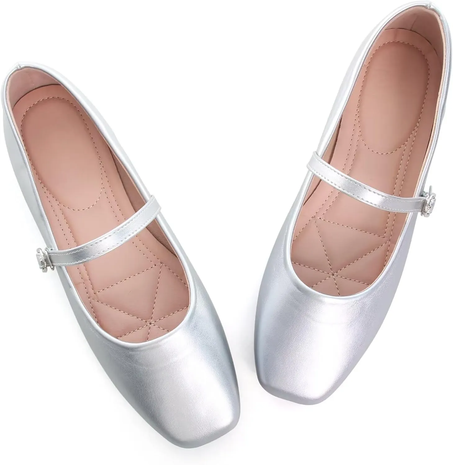 TN TANGNEST Leather Flats for Women Comfortable Square Toe Slip On Flats Soft Work Flats Retro Mary Jane Flats