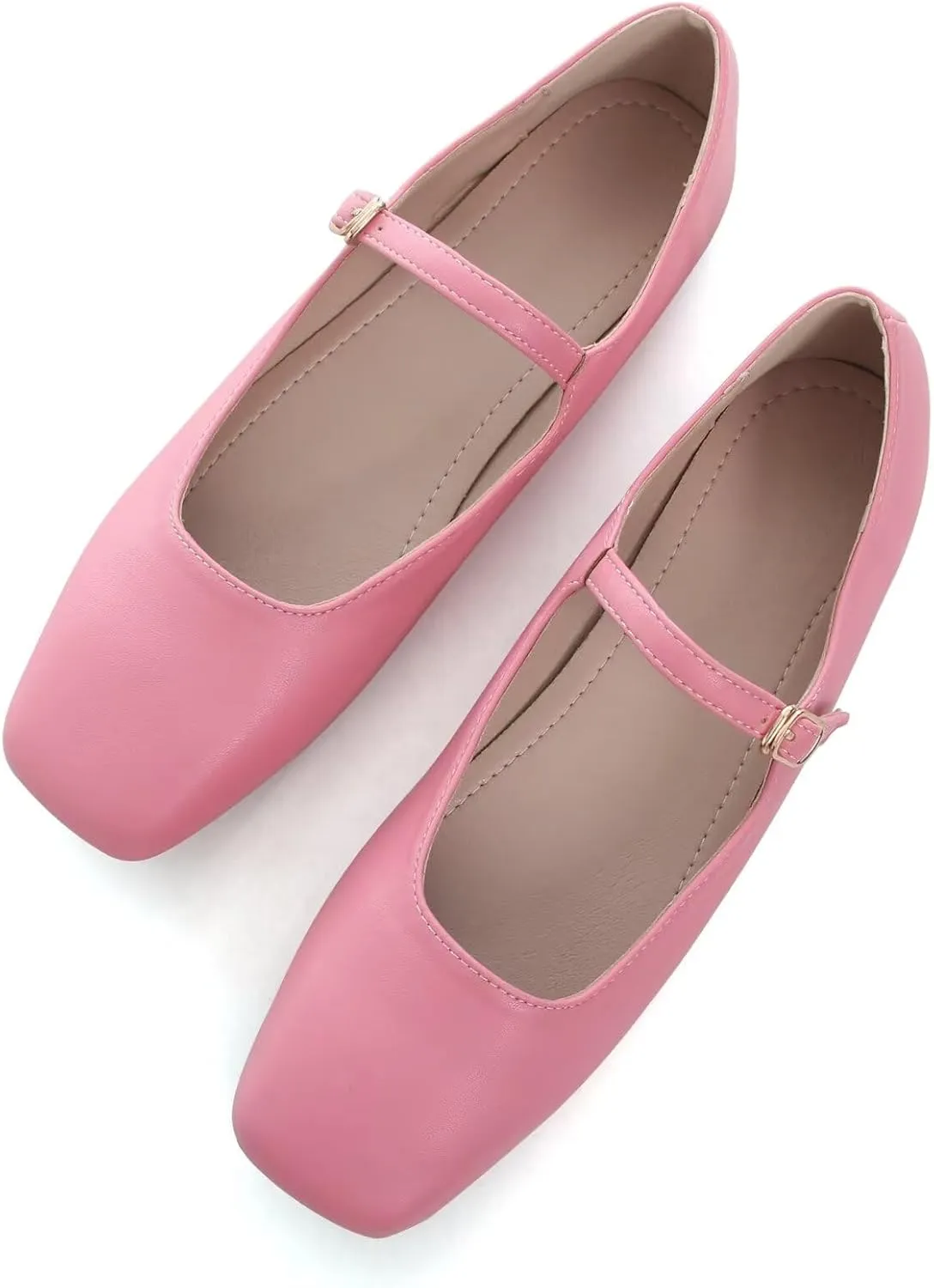 TN TANGNEST Women's Leather Flats Comfortable Square Toe Dress Flats Retro Soft Mary Jane Flats