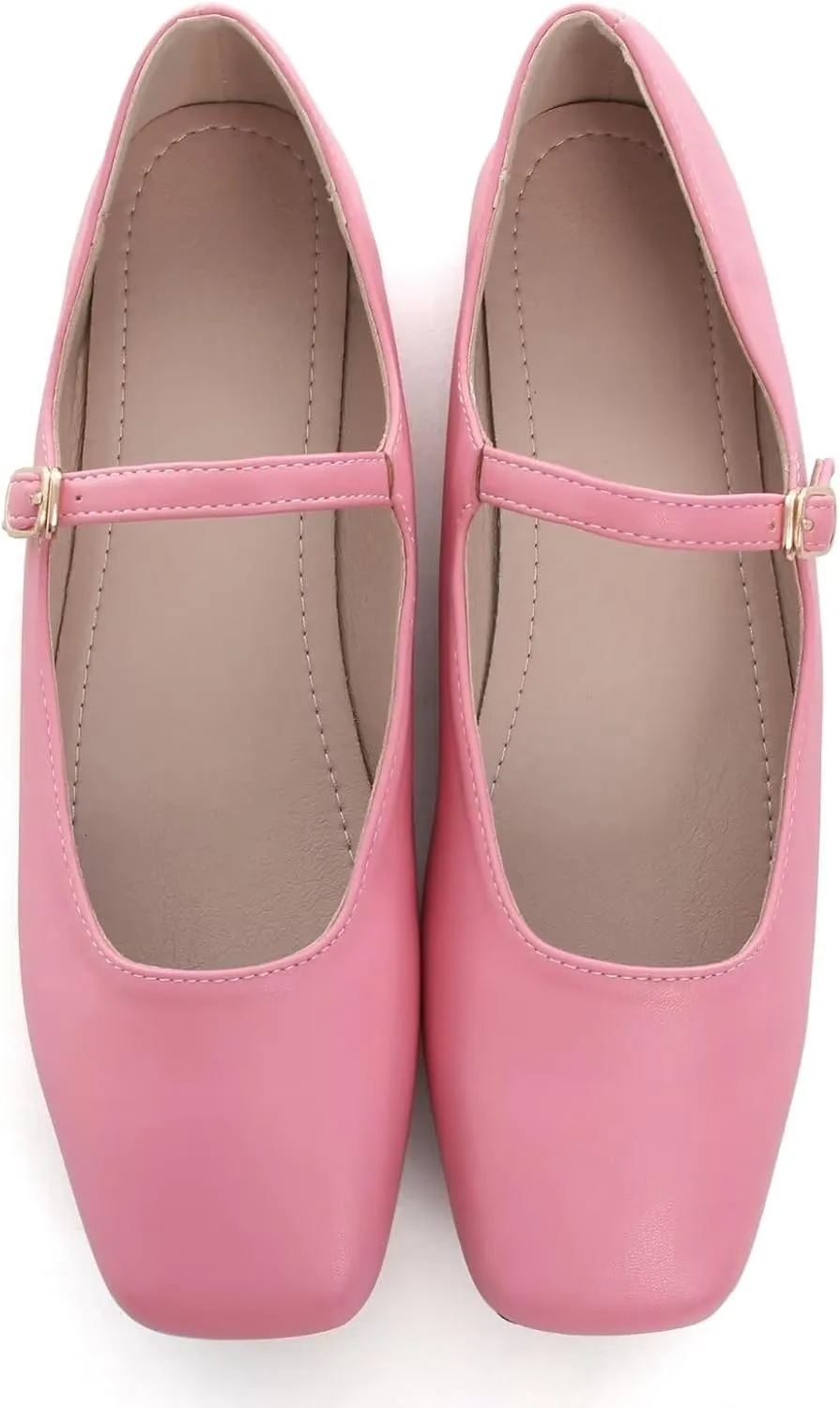 TN TANGNEST Women's Leather Flats Comfortable Square Toe Dress Flats Retro Soft Mary Jane Flats