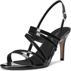 TNYNFBEB Women Mid Heel Peep Open Toe Sandals Ankle Strap Cross-Strap Buckle Prom Party Basic Classic 3.2 Inches Heels