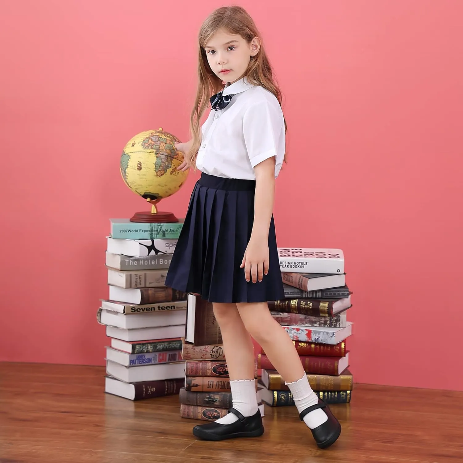 Tobfis Girl's Mary Jane Flats Lightweight School Uniform Shoes Black Dress Shoes (Toddler/Little Kid/Big Kid/Youth)