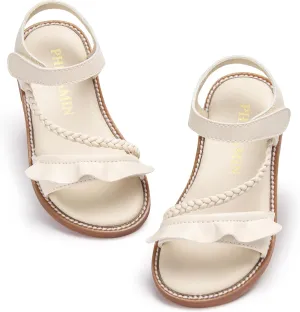 Toddler Girl Sandals - Flower Girl Dress Shoes Open Toe Little Kid Summer Flats