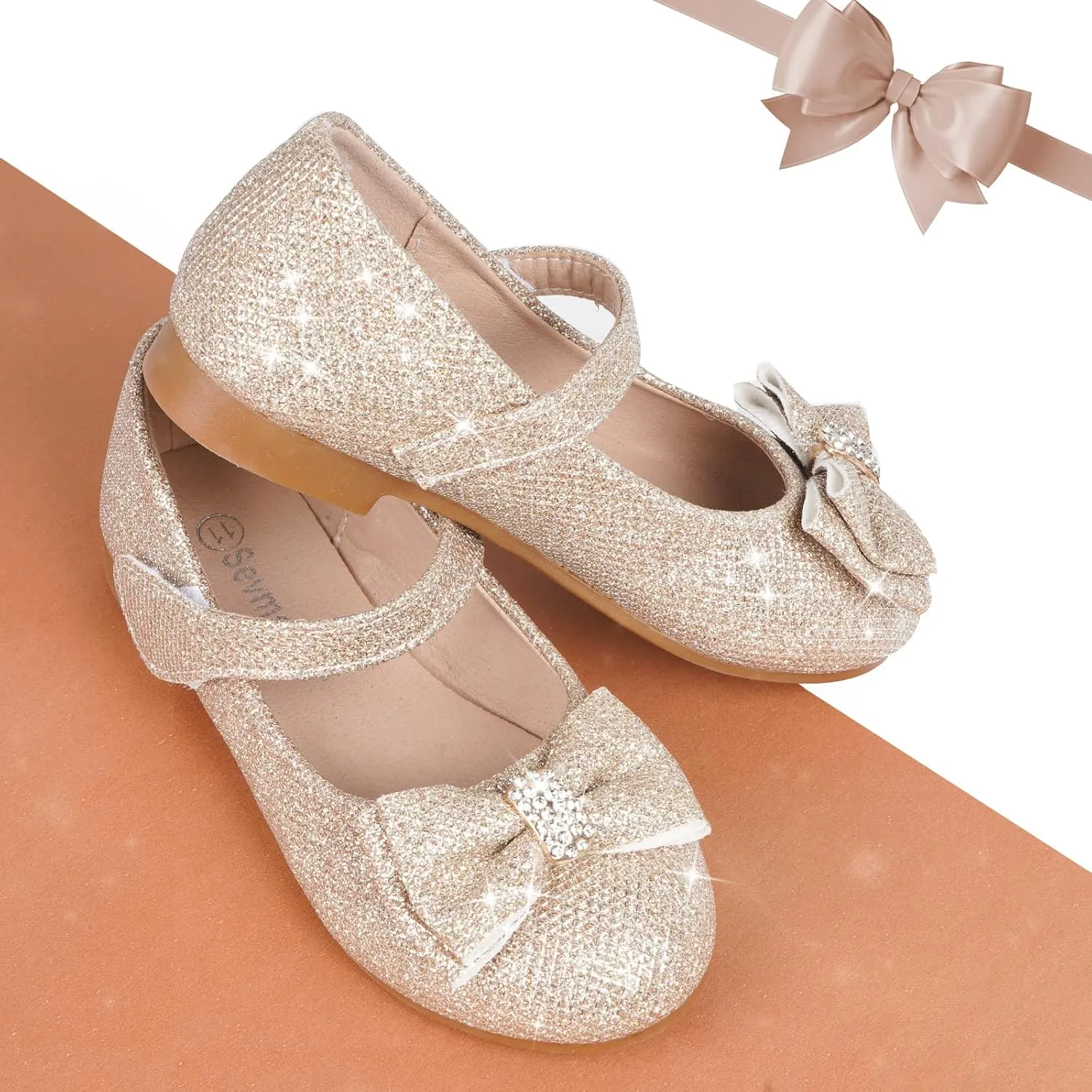 Toddler Girls Flats Mary Jane Shoes Flower Girl Dress Shoes School Wedding Party Ballet Flats for Little Kids
