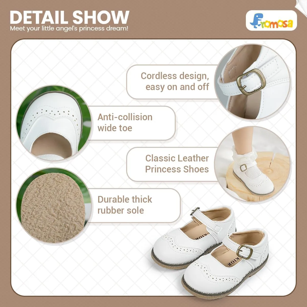 Toddler Girls Mary Jane Dress Shoes Ballet Flats Little Girls Soft Slip-On Bowknot Princess Shoes Wedding Party Casual Walking School Uniform Moccasins Baptism Shoes