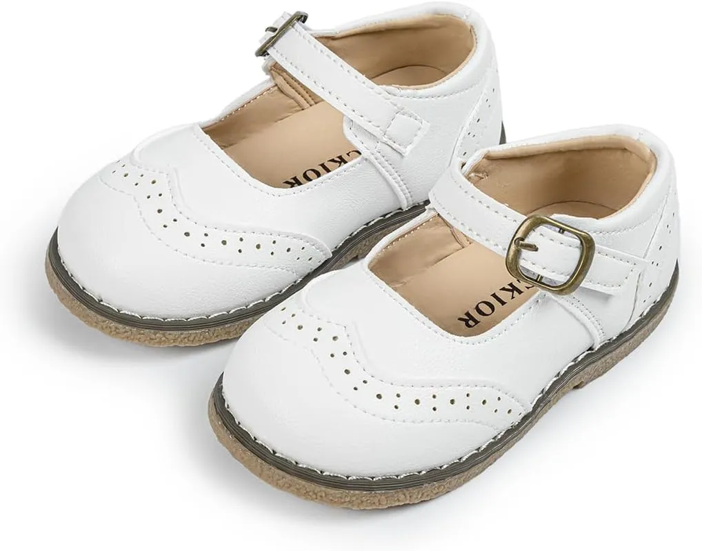 Toddler Girls Mary Jane Dress Shoes Ballet Flats Little Girls Soft Slip-On Bowknot Princess Shoes Wedding Party Casual Walking School Uniform Moccasins Baptism Shoes