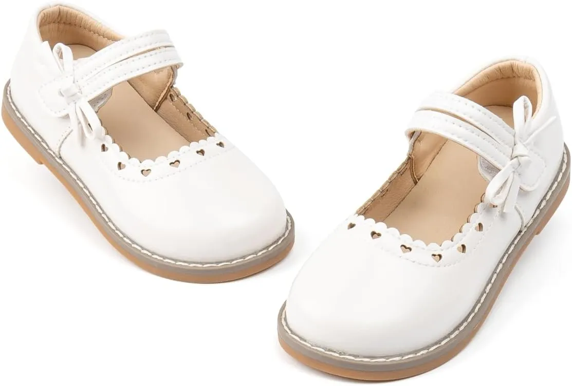 Toddler Girls Mary Jane Dress Shoes Ballet Flats Little Girls Soft Slip-On Bowknot Princess Shoes Wedding Party Casual Walking School Uniform Moccasins Baptism Shoes