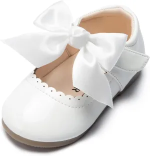 Toddler Girls Mary Jane Dress Shoes Ballet Flats Little Girls Soft Slip-On Bowknot Princess Shoes Wedding Party Casual Walking School Uniform Moccasins Baptism Shoes