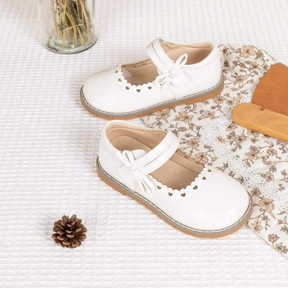 Toddler Girls Mary Jane Dress Shoes Ballet Flats Little Girls Soft Slip-On Bowknot Princess Shoes Wedding Party Casual Walking School Uniform Moccasins Baptism Shoes