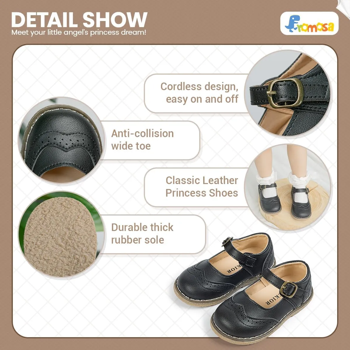 Toddler Girls Mary Jane Dress Shoes Ballet Flats Little Girls Soft Slip-On Bowknot Princess Shoes Wedding Party Casual Walking School Uniform Moccasins Baptism Shoes