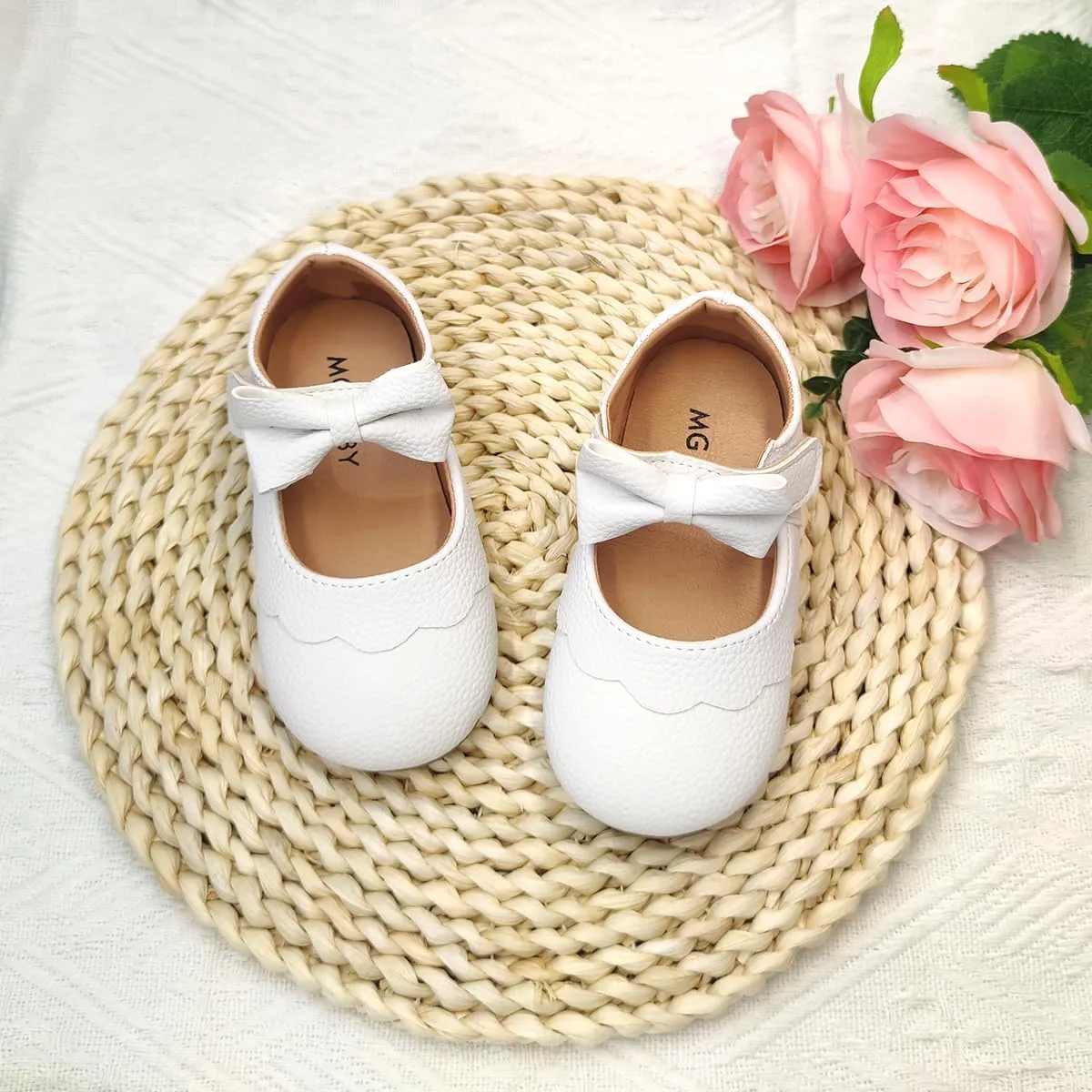 Toddler Girls Mary Jane Dress Shoes Little Kids Ballet Flats Bowkont Flower Wedding Party School Princess Shoes