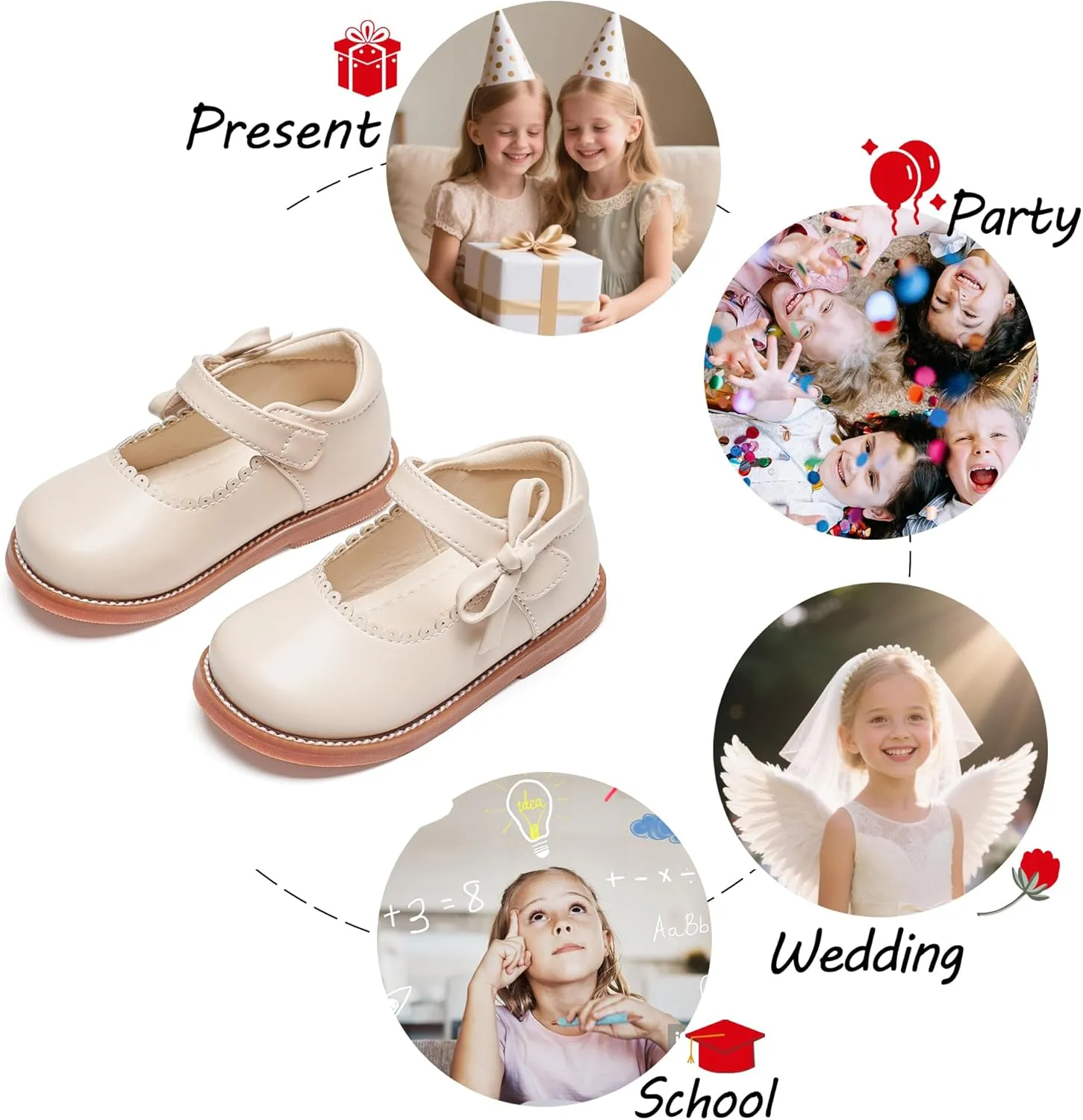Toddler Girls Mary Jane Flats Oxford Dress Shoes-Little Girls School Shoes Uniform Wedding