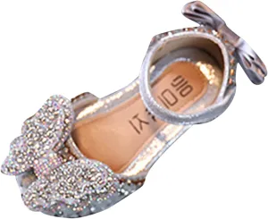 Toddler Girls Mary Janes Shoe Low Heel Ballet Flat Mary Jane Heels Princess Bow Party Wedding Pumps Shoes First Steps