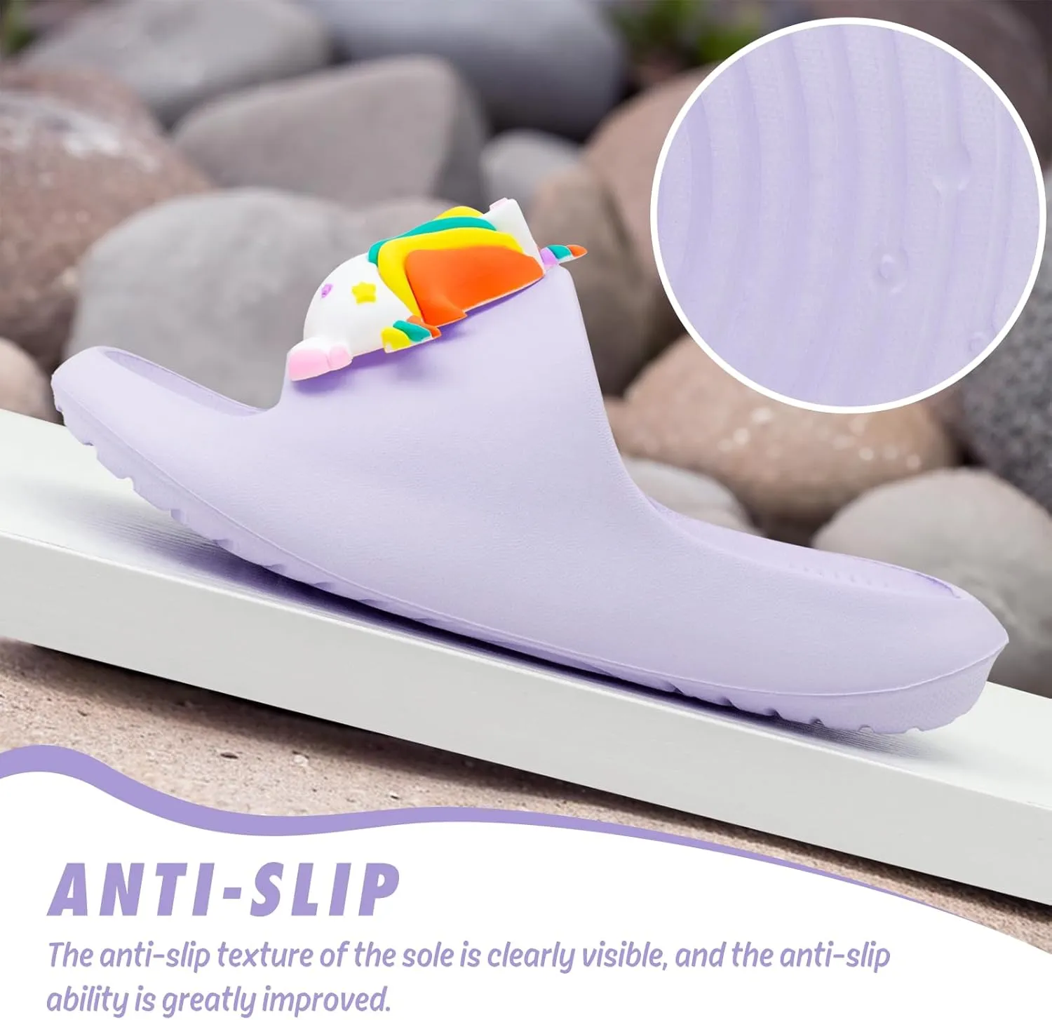 Toddler Little Kids Slide Sandals Comfy Non-slip Unicorn Summer Beach Pool Water Shoes Thick Sole Boys Girls Shower Slippers