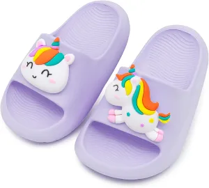 Toddler Little Kids Slide Sandals Comfy Non-slip Unicorn Summer Beach Pool Water Shoes Thick Sole Boys Girls Shower Slippers