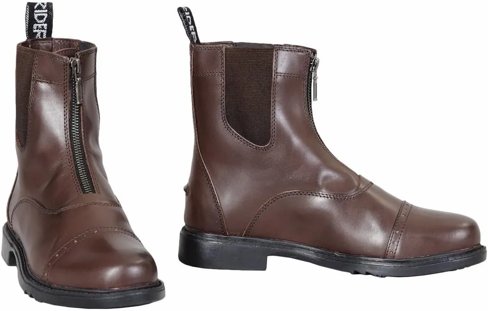 TuffRider Men's Barouque Front Zip Paddock Boots with Metal Zipper