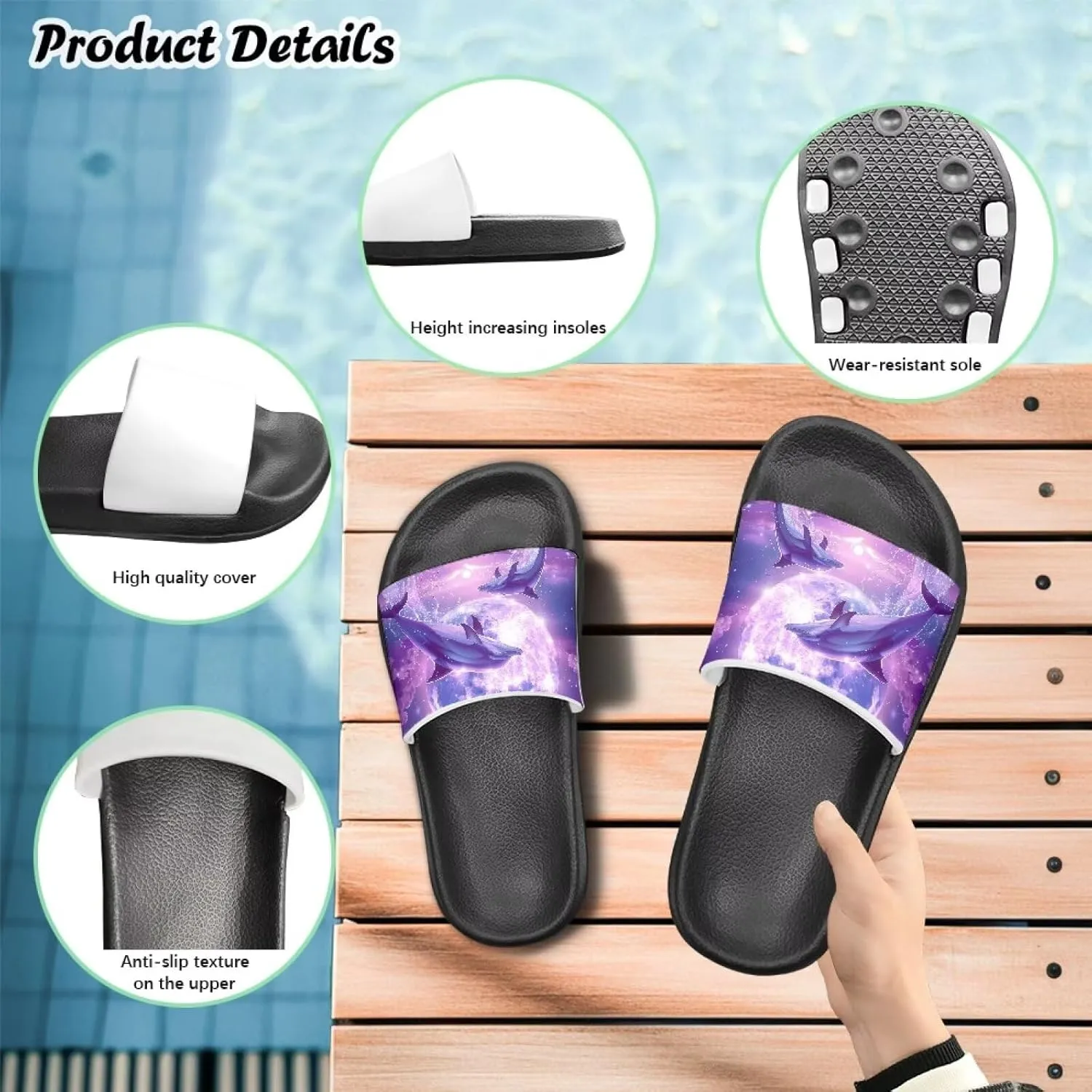 Unisex Slides for Girls Boys Comfortable Slippers Slides Non-slip Shower Shoes House Fashion Thick for Indoor & Outdoor Gifts
