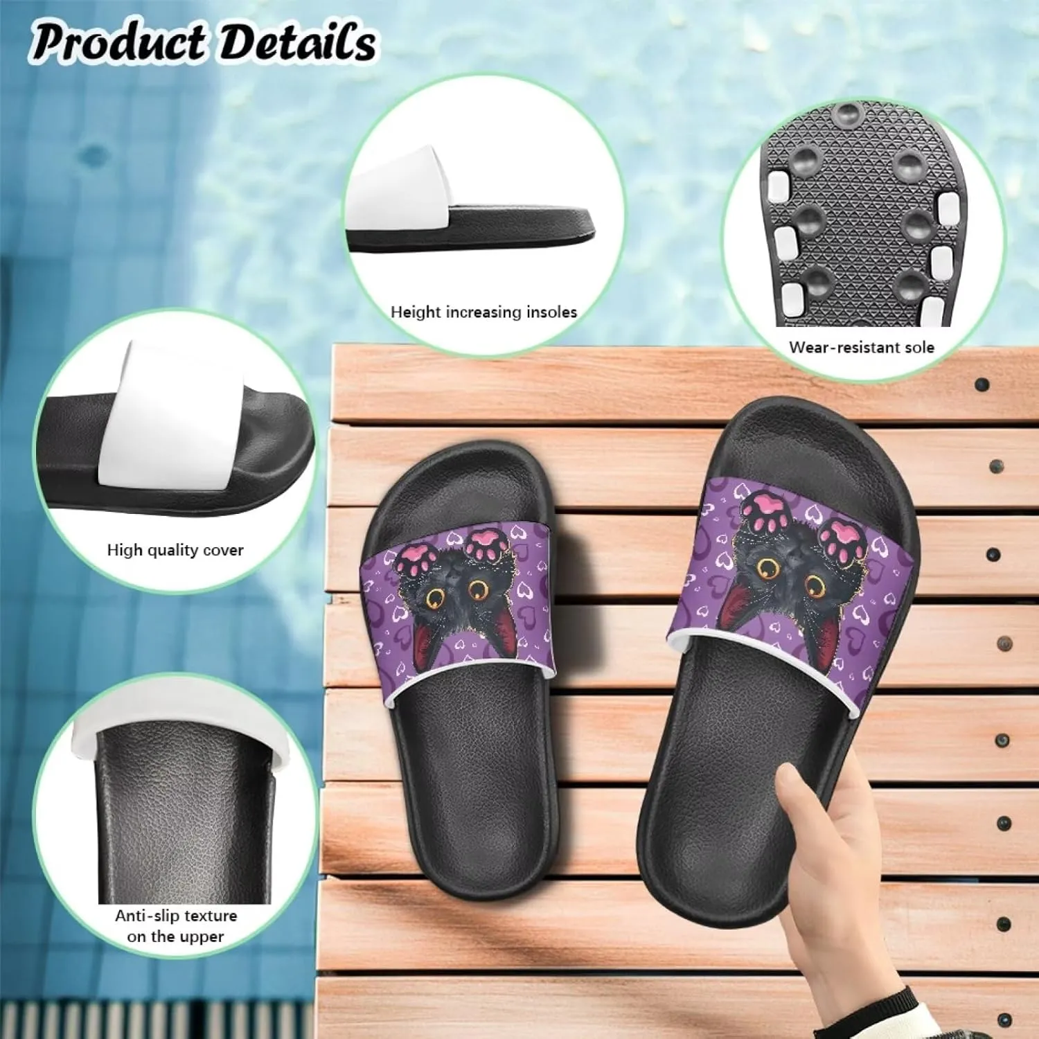 Unisex Slides for Girls Boys Comfortable Slippers Slides Non-slip Shower Shoes House Fashion Thick for Indoor & Outdoor Gifts