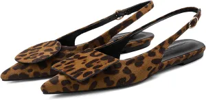Vertundy Women's Slingback Flats Pointed Toe Flats for Women Low Heel Pumps Ankle Strap Sandals Circle Square Decorative Fashion Design Shoes