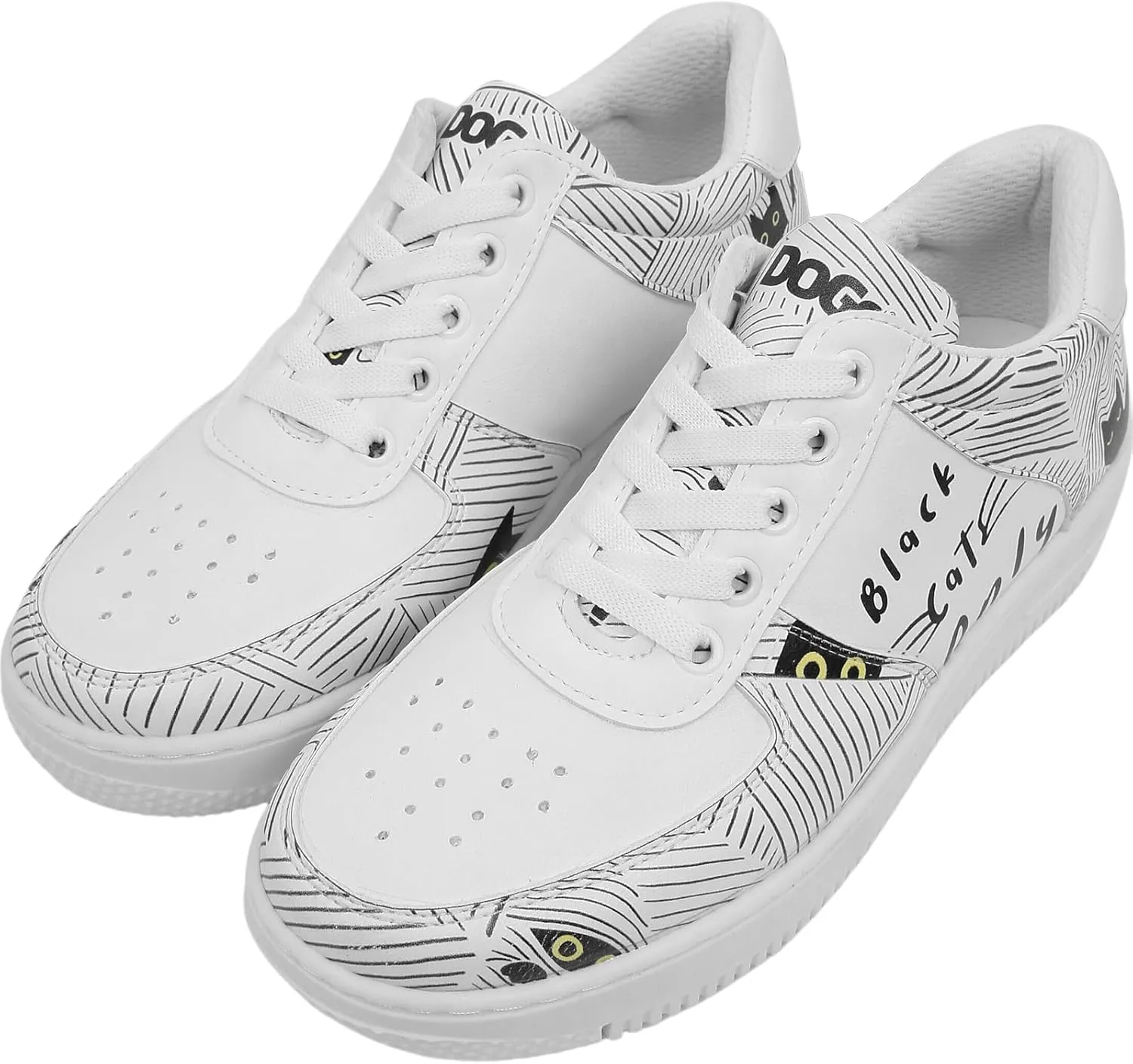 White Sneakers for Women - Handmade Women's Fashion Sneakers, Vegan Leather and Unique Design Dice Sneakers