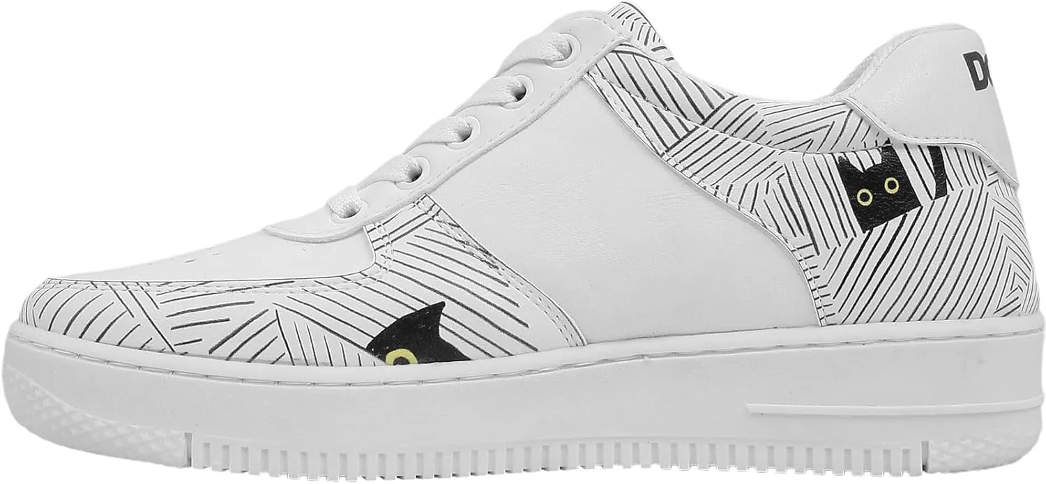 White Sneakers for Women - Handmade Women's Fashion Sneakers, Vegan Leather and Unique Design Dice Sneakers
