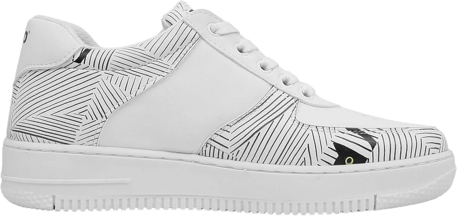 White Sneakers for Women - Handmade Women's Fashion Sneakers, Vegan Leather and Unique Design Dice Sneakers