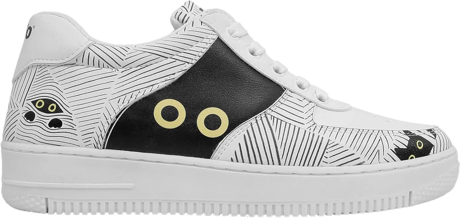 White Sneakers for Women - Handmade Women's Fashion Sneakers, Vegan Leather and Unique Design Dice Sneakers
