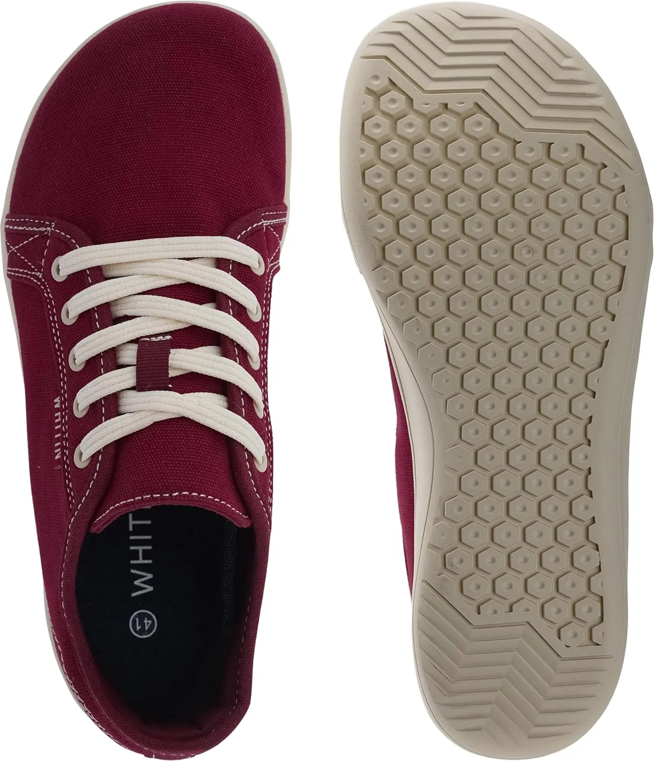 WHITIN Women's Canvas/Leather Barefoot Shoes | Wide Width Minimalist Sneakers | Classic Fit Low Top