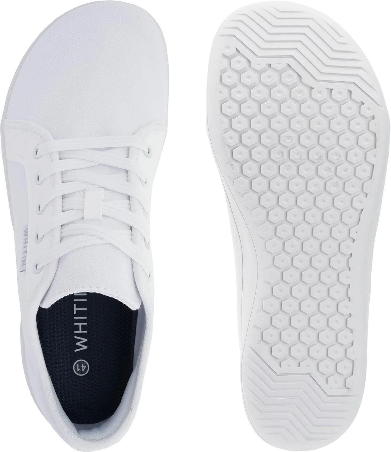 WHITIN Women's Canvas/Leather Barefoot Shoes | Wide Width Minimalist Sneakers | Classic Fit Low Top