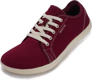 WHITIN Women's Canvas/Leather Barefoot Shoes | Wide Width Minimalist Sneakers | Classic Fit Low Top