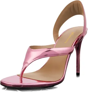 Women Chic Open Split Toe Slingback Thong Sandals Stiletto High Heel Slip on Sexy Summer Prom Party Club Shoes Size 4-16 US