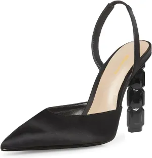Women Gorgeous Crystal High Heel Slip On Slingback Pumps Pointed Toe Ladies Summer Evening Dress Shoes Size 4-16 US