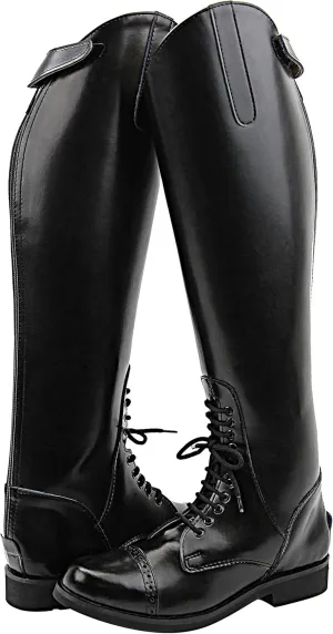 Women Ladies Victory Leather English Field Boots Horse Back Riding Equestrian Black