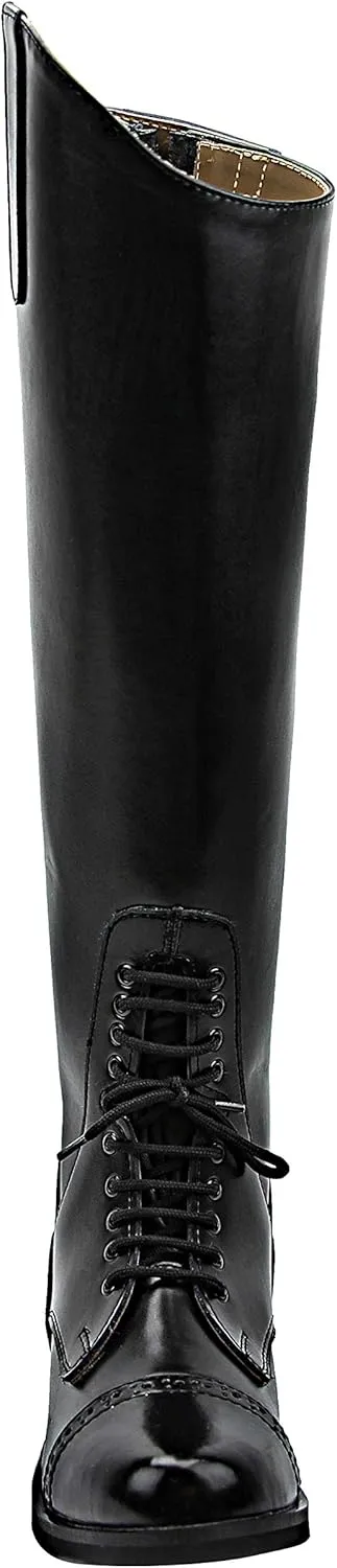 Women Ladies Victory Leather English Field Boots Horse Back Riding Equestrian Black