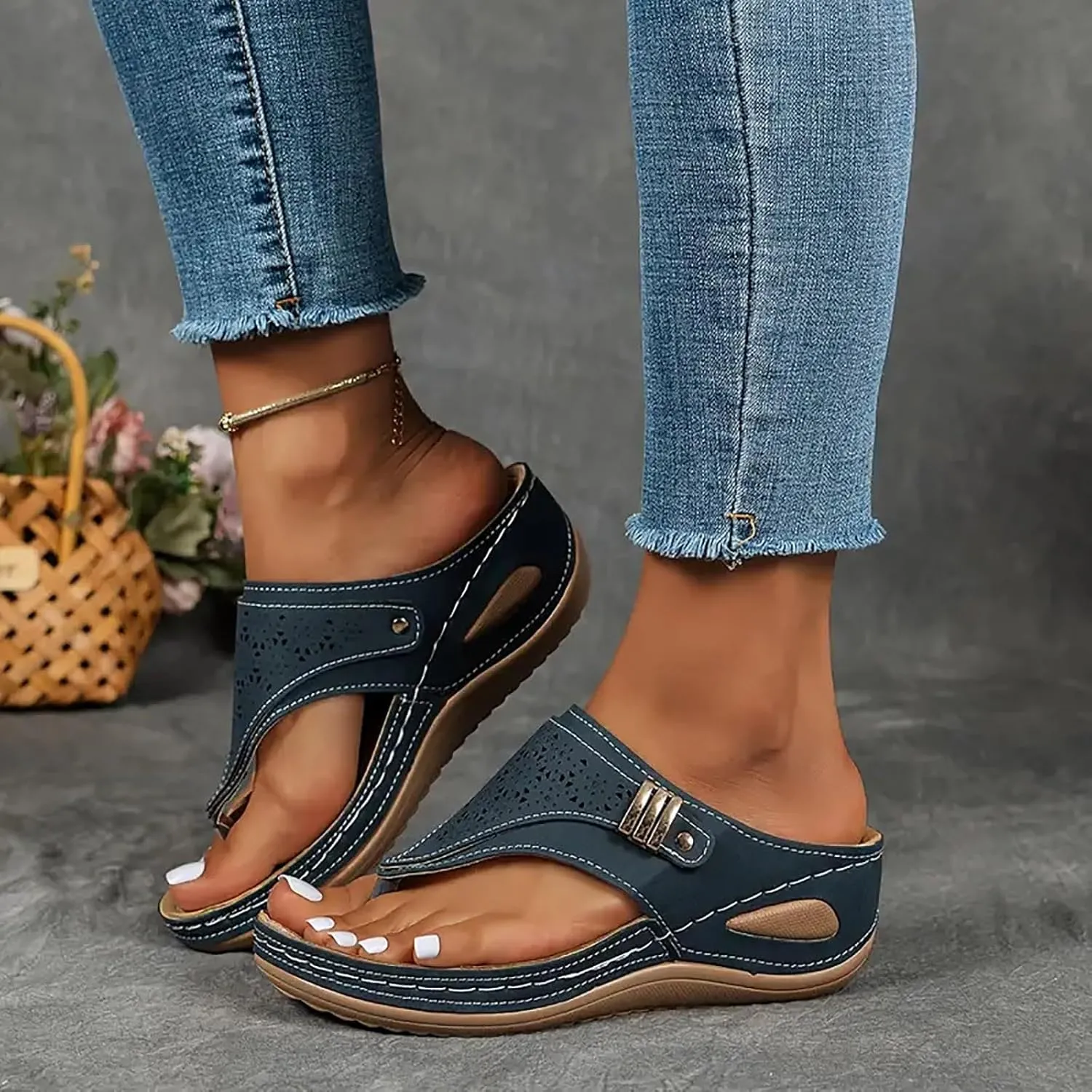 Women Shoes Wedge Heel Platform Sandals Stylish Correctable Bohemian Beach Espadrille Wedges Shoes for Women Sandals