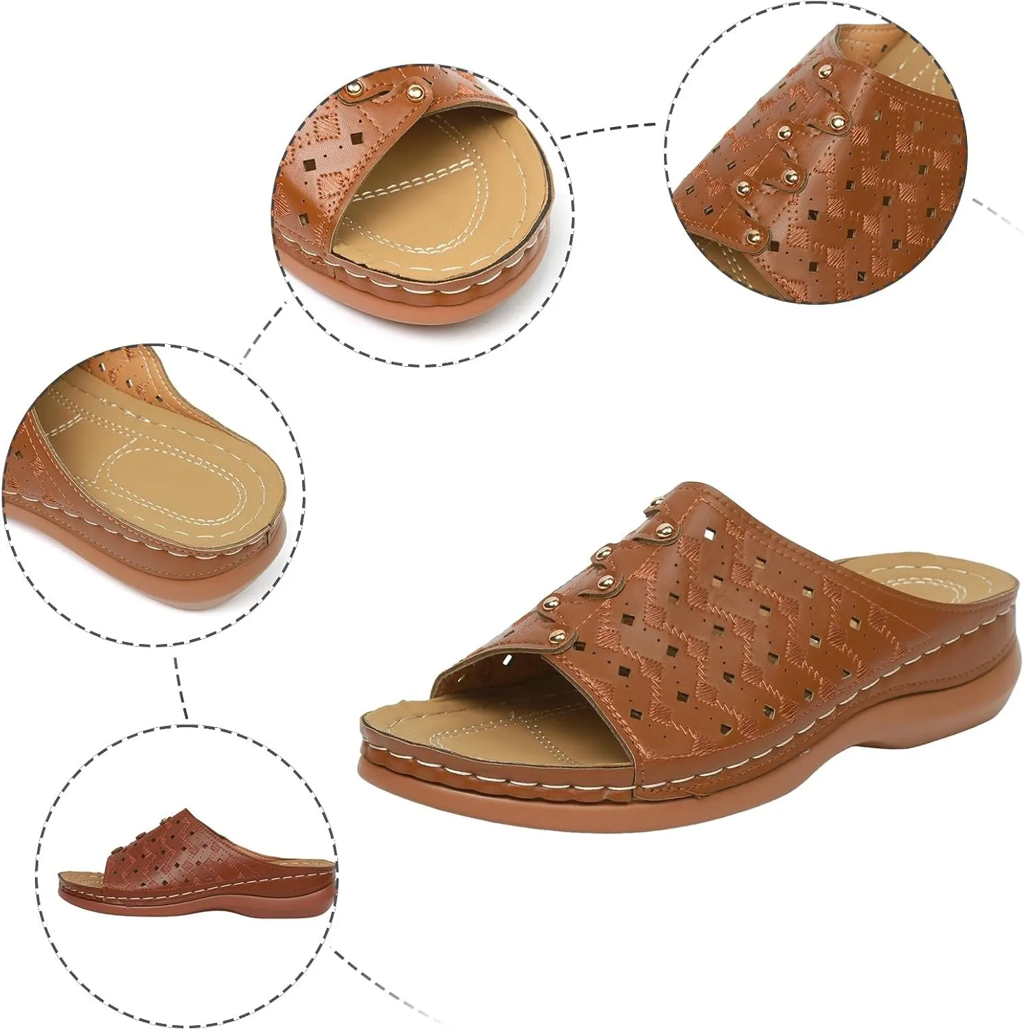 Women Shoes Wedge Heel Sandals Fashionable One Foot Wear Can Correct Arch Sandals for Athletic Sandals with Heel Strap