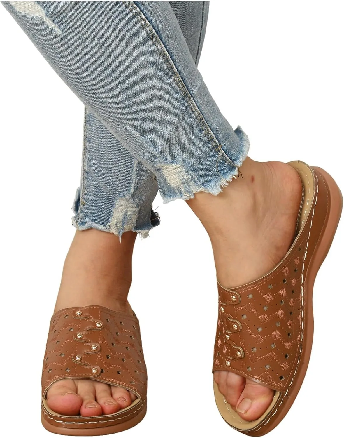 Women Shoes Wedge Heel Sandals Fashionable One Foot Wear Can Correct Arch Sandals for Athletic Sandals with Heel Strap