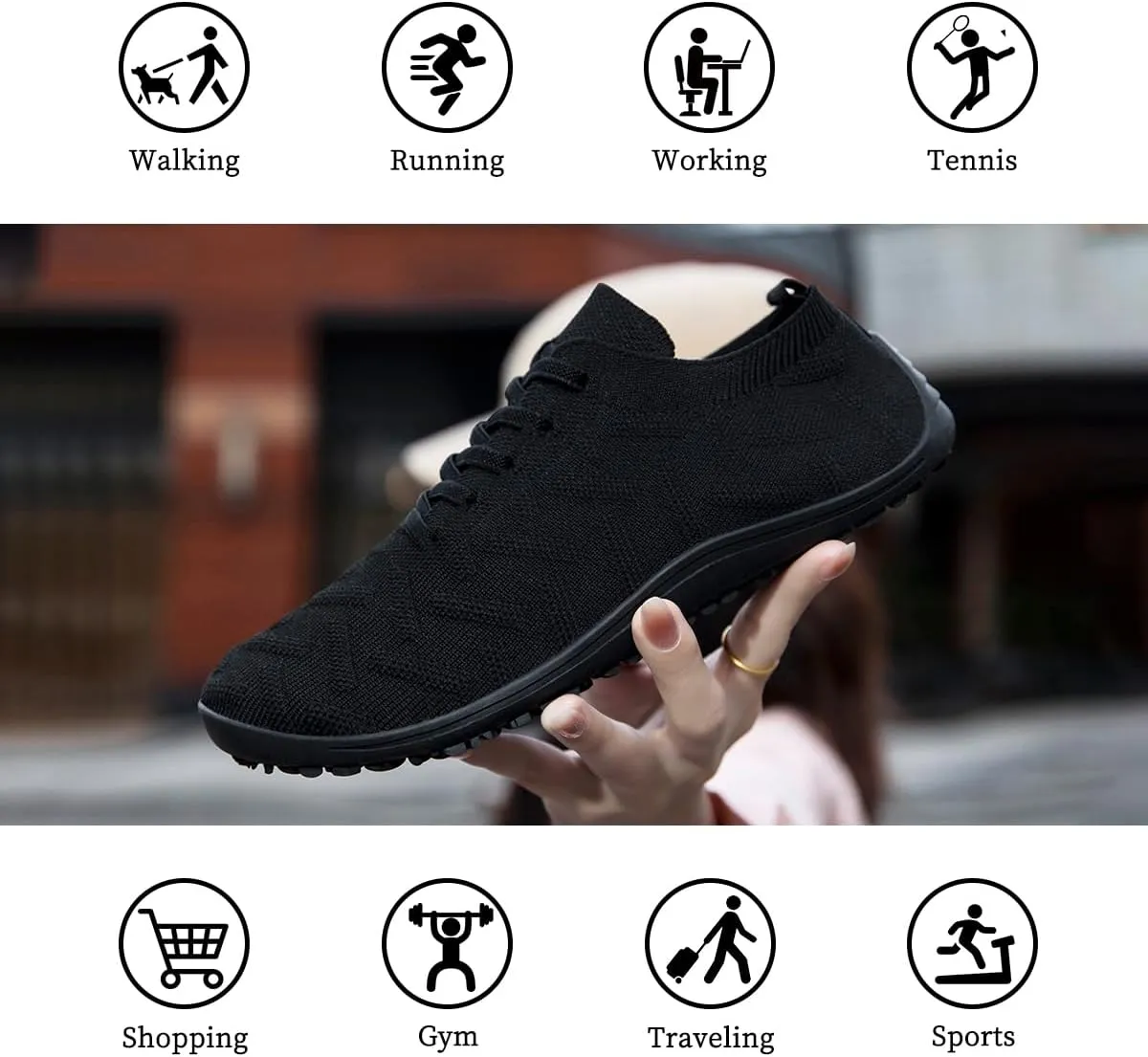 Womens Barefoot Shoes Walking Runing Slip On Shoes Zero Drop Footwear Yoga Gym Sneakers Lightweight Breathable Minimalist Trainers