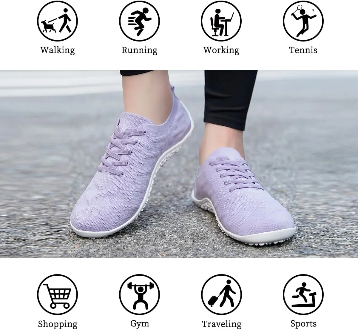 Womens Barefoot Shoes Walking Runing Slip On Shoes Zero Drop Footwear Yoga Gym Sneakers Lightweight Breathable Minimalist Trainers