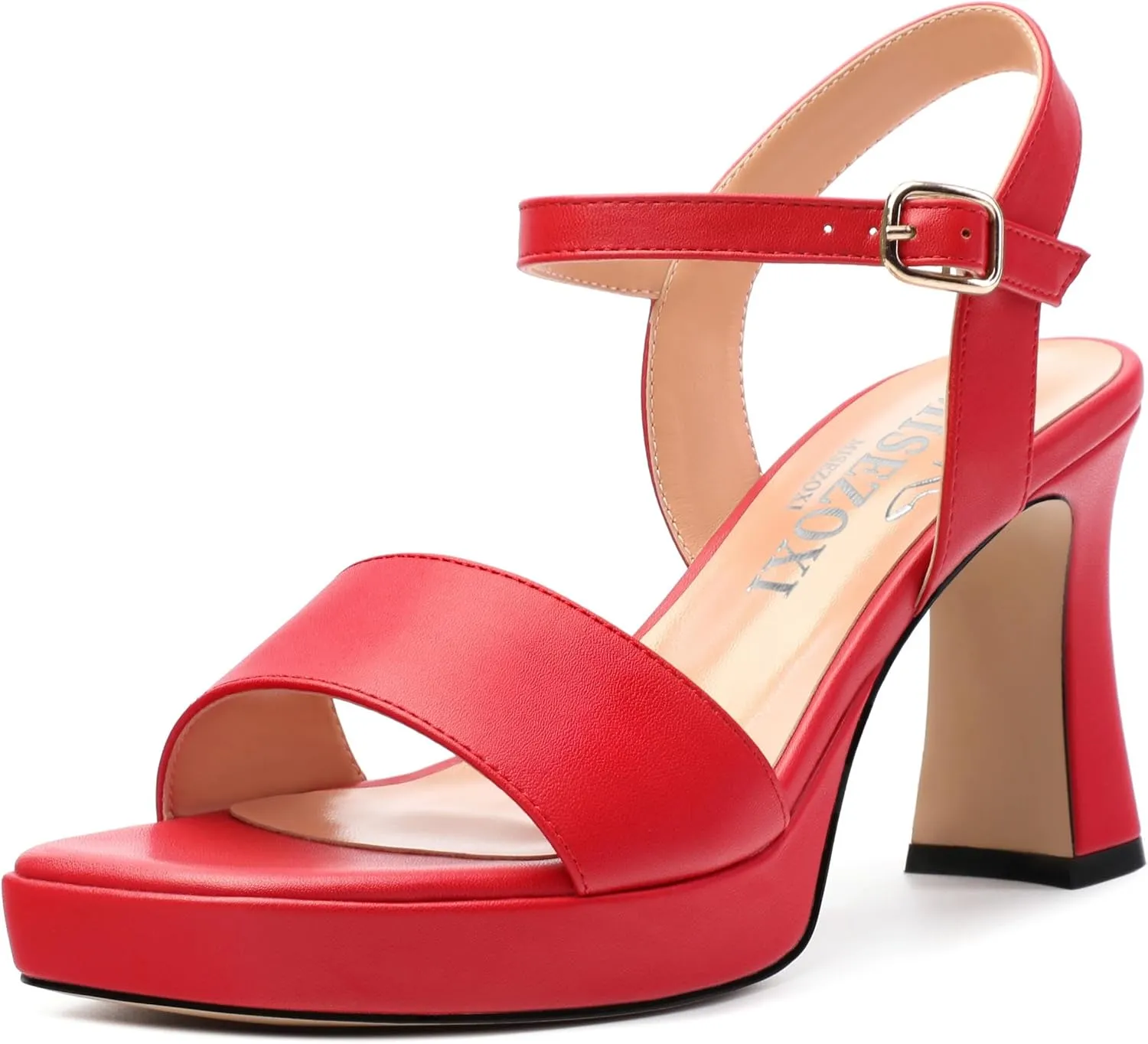 Womens Block High Heel Platform Sandals, Open Toe Ankle Strap Comfort Sandals, Womens Dressy Sandals