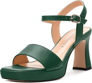 Womens Block High Heel Platform Sandals, Open Toe Ankle Strap Comfort Sandals, Womens Dressy Sandals