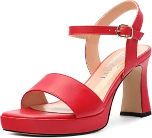 Womens Block High Heel Platform Sandals, Open Toe Ankle Strap Comfort Sandals, Womens Dressy Sandals