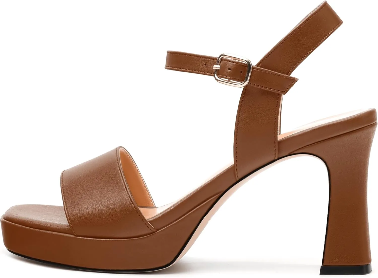 Womens Block High Heel Platform Sandals, Open Toe Ankle Strap Comfort Sandals, Womens Dressy Sandals