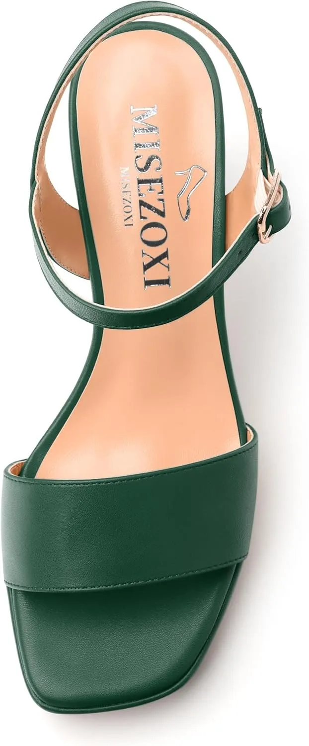 Womens Block High Heel Platform Sandals, Open Toe Ankle Strap Comfort Sandals, Womens Dressy Sandals