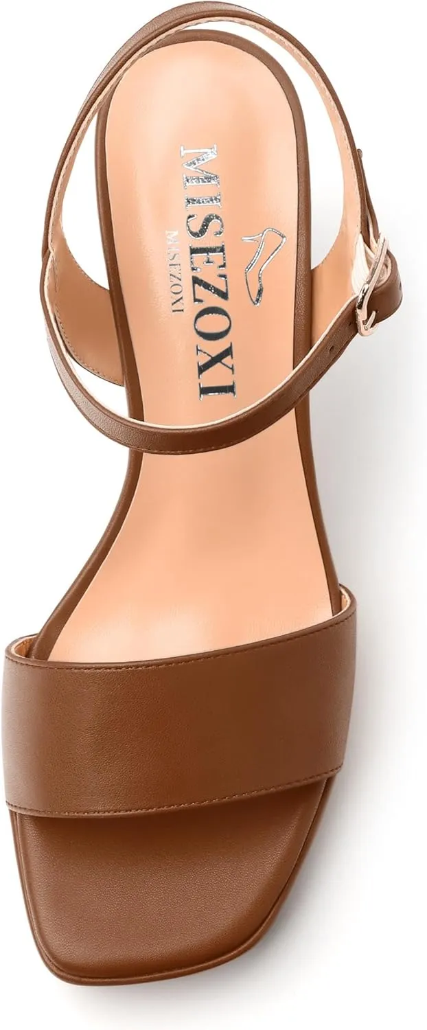Womens Block High Heel Platform Sandals, Open Toe Ankle Strap Comfort Sandals, Womens Dressy Sandals