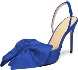 Women's Bow-Knot Pointed Toe High Heel Stiletto Pumps Dress Party Ladies Sandals Shoes