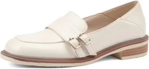 Women's Classic Buckle Slip On Penny Loafers Flats Square Toe Leather Business Dress Oxford Shoes
