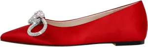 Women's Flats with Rhinestone Bow Pointed Toe Flats for Women Clear Flat