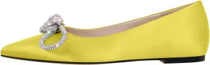 Women's Flats with Rhinestone Bow Pointed Toe Flats for Women Clear Flat