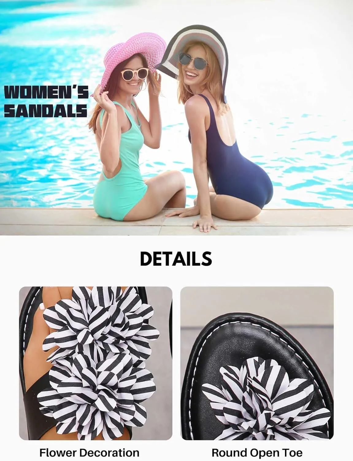 Women's Floral - Embellished Slide & Thong Sandals | Colorful and Stylish Open - Toe Slip-on Easy Wear Summer Footwear for Casual & Beach Adventures
